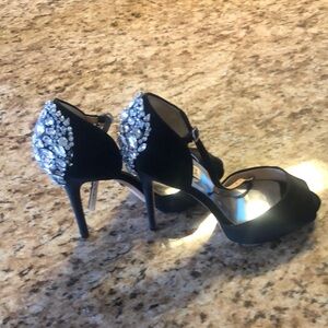 Badgley Mischka Black Heels with Silver Embellishments